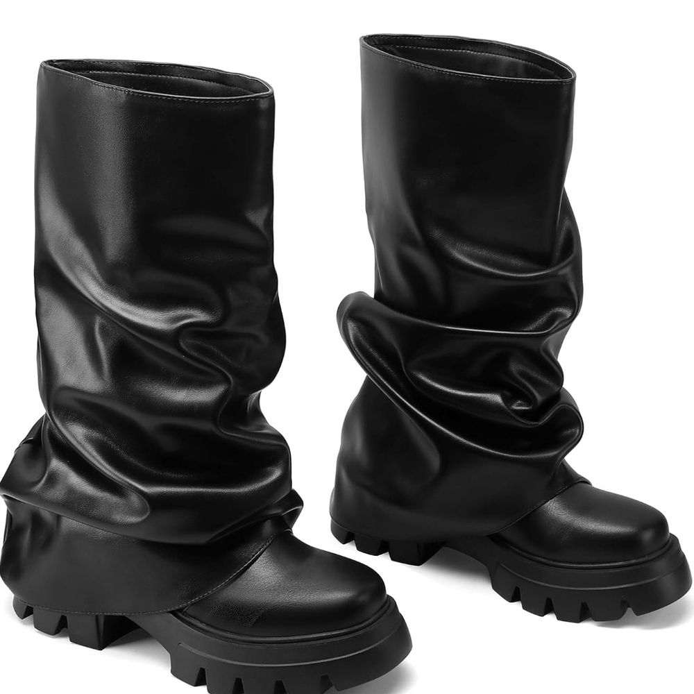 NEW Black Platform Chunky Boots – Women’s Size 7